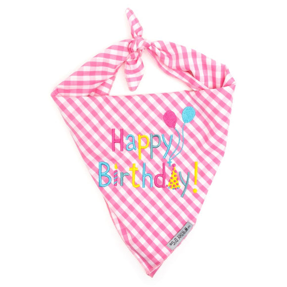 Worthy Dog Happy Birthday Pink Bandana