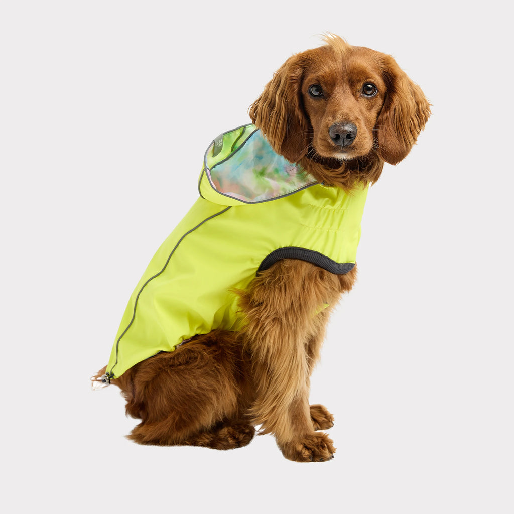 GF Pet Elasto-FIT Reversible Neon Yellow and Tie Dye Raincoat