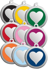 Classic Heart Red Dingo Stainless Steel & Enamel Designer ID Tags