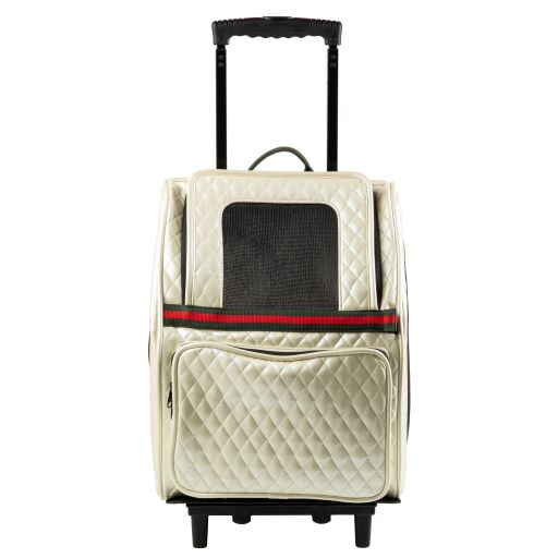 Petote Traveler Bag: Rio Couture Collection - Ivory Quilted with Stripe