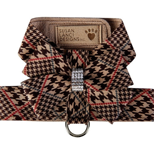 Nouveau Bow Tinkie Harness - Houndstooth Brown