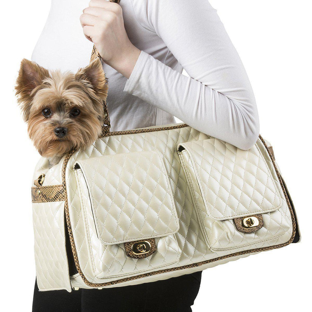 Petote Marlee Bag - Ivory Quilted with Snake