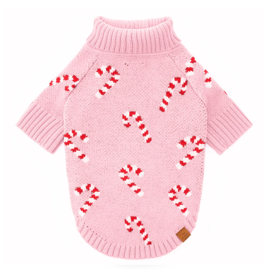 The Foggy Dog Pink Candy Cane Sweater