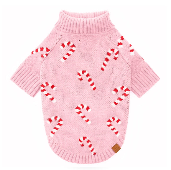 The Foggy Dog Pink Candy Cane Sweater