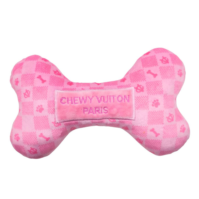Chewy Vuiton Pink Checker Bone Toy