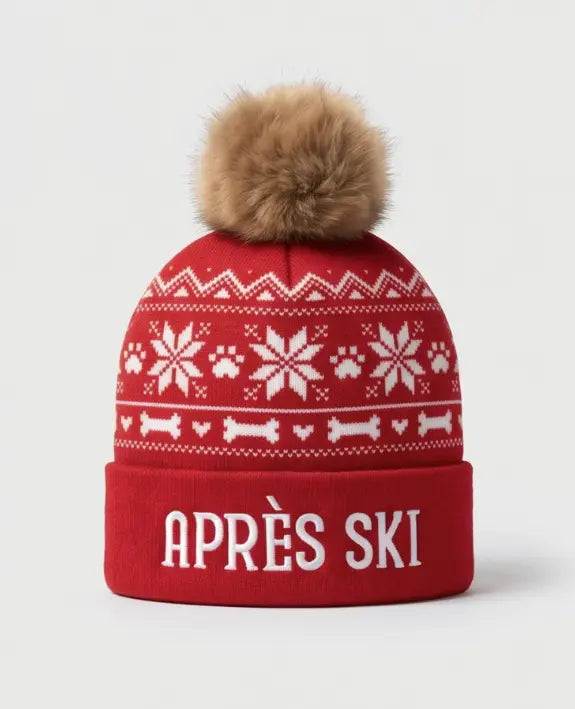 Apres Ski Pom Pom Hat Squeaker Dog Toy