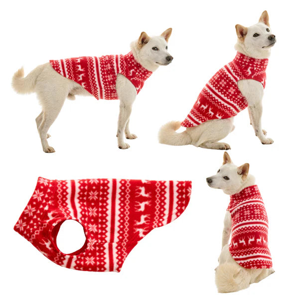 Stretch Fleece Reindeer Red