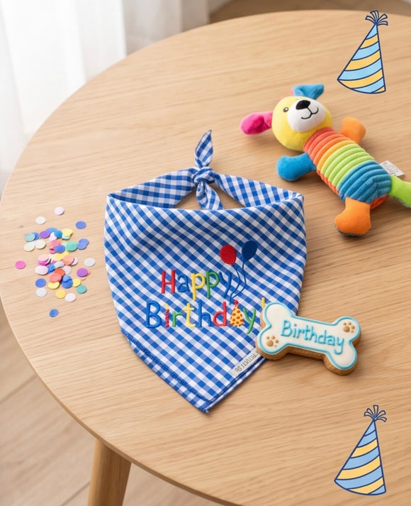 Worthy Dog Happy Birthday Blue Bandana