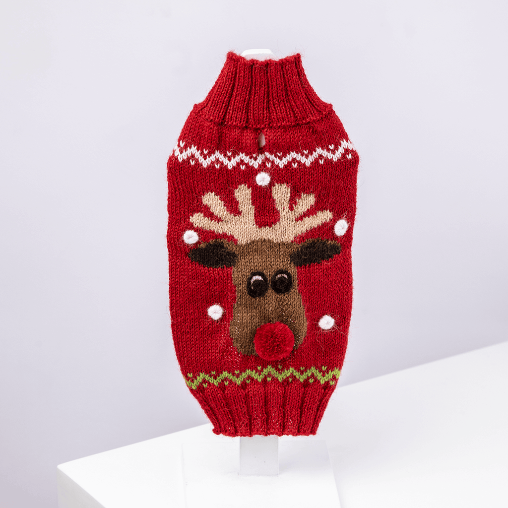 Red Rudolph Alpaca Dog Sweater