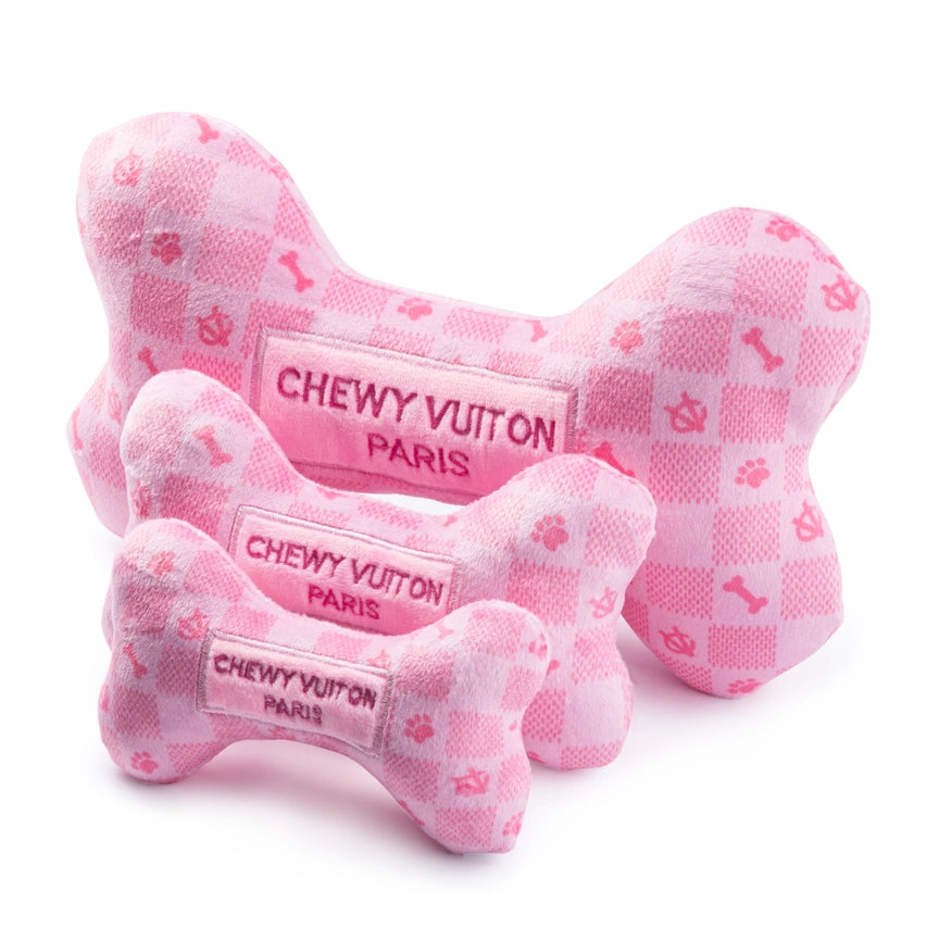 Chewy Vuiton Pink Checker Bone Toy