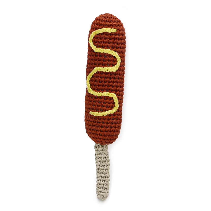 Hot Dog on a Stick Knit Squeaker Toy