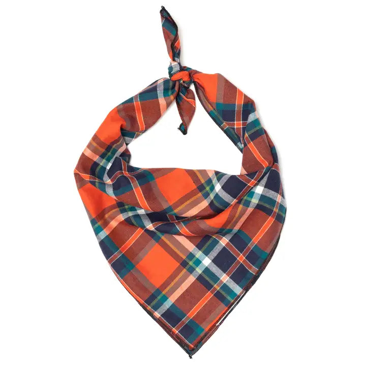 Worthy Dog Orange/Navy Plaid Scarves