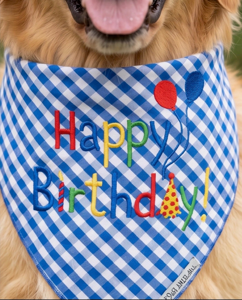 Worthy Dog Happy Birthday Blue Bandana