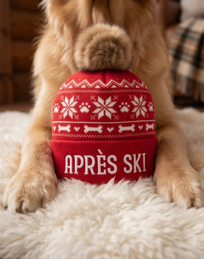 Apres Ski Pom Pom Hat Squeaker Dog Toy