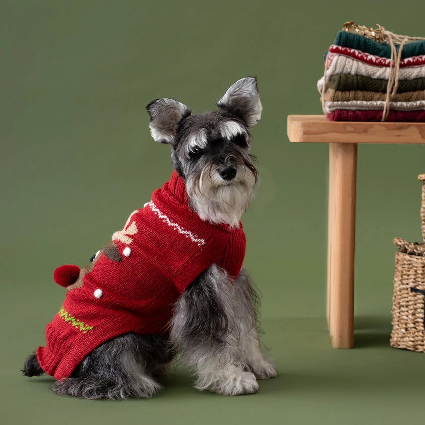 Red Rudolph Alpaca Dog Sweater
