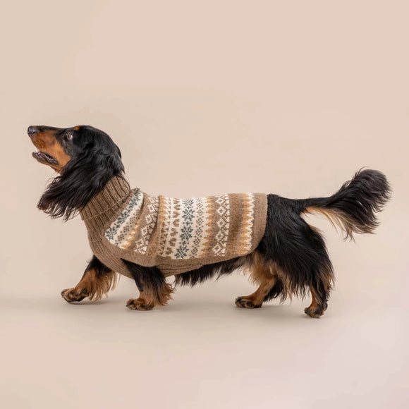 Fall Medley Toasted Almond Alpaca Dog Sweater