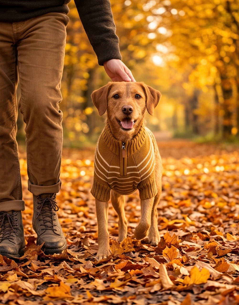 The Foggy Dog Mustard Stripe Dog Sweater