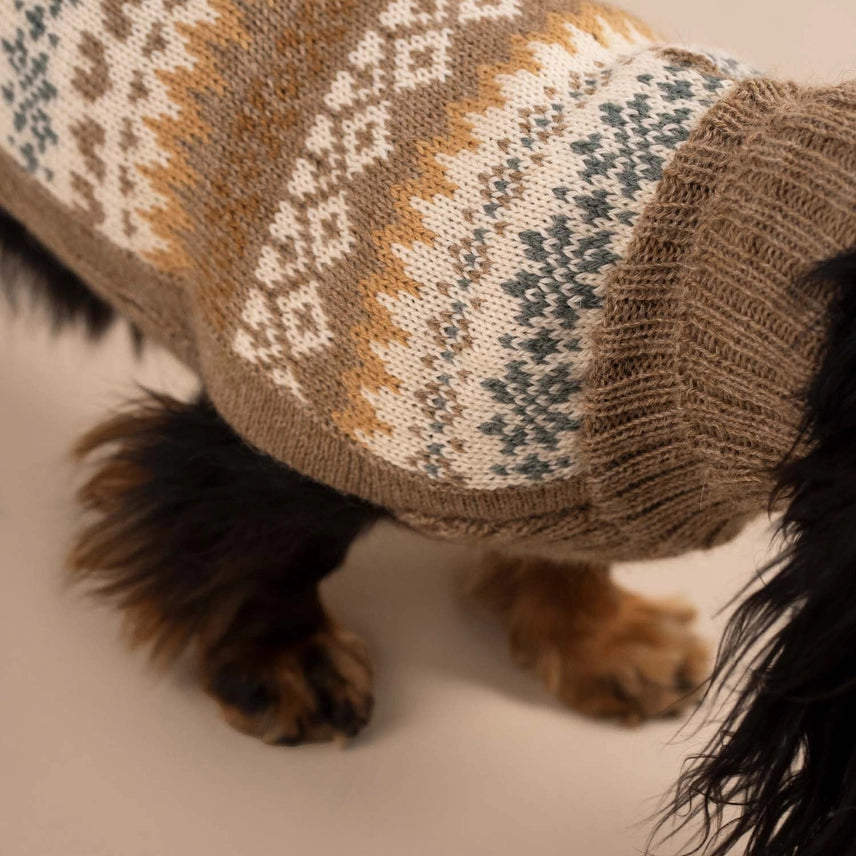 Fall Medley Toasted Almond Alpaca Dog Sweater