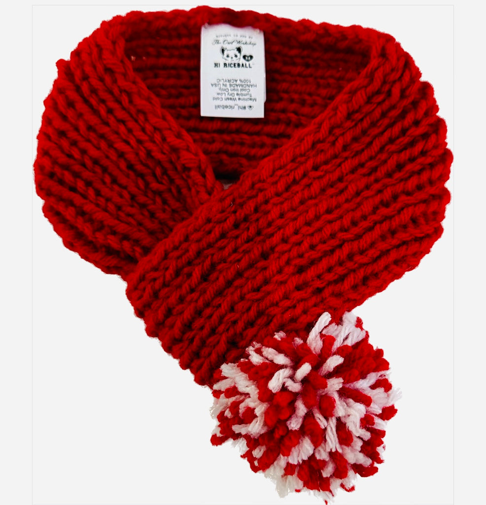 Pom Pom Red with White and Red  Scarf