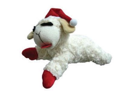 Lamb Chop Laying Santa Hat Toy