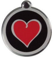 Heart ~ Black Red Dingo Stainless Steel & Enamel Designer ID Tags