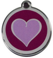 Heart ~ Purple Red Dingo Stainless Steel & Enamel Designer ID Tags