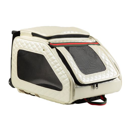Petote Traveler Bag: Rio Couture Collection - Ivory Quilted with Stripe