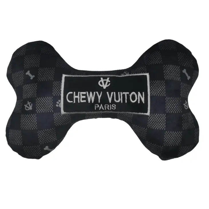 Chewy Vuiton Black Checker Bone Toy
