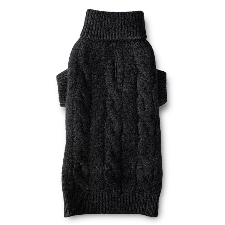Cashmere Cable Turtleneck Sweater - Black