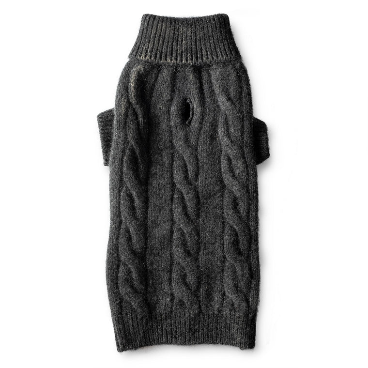 Cashmere Cable Turtleneck Sweater - Grey