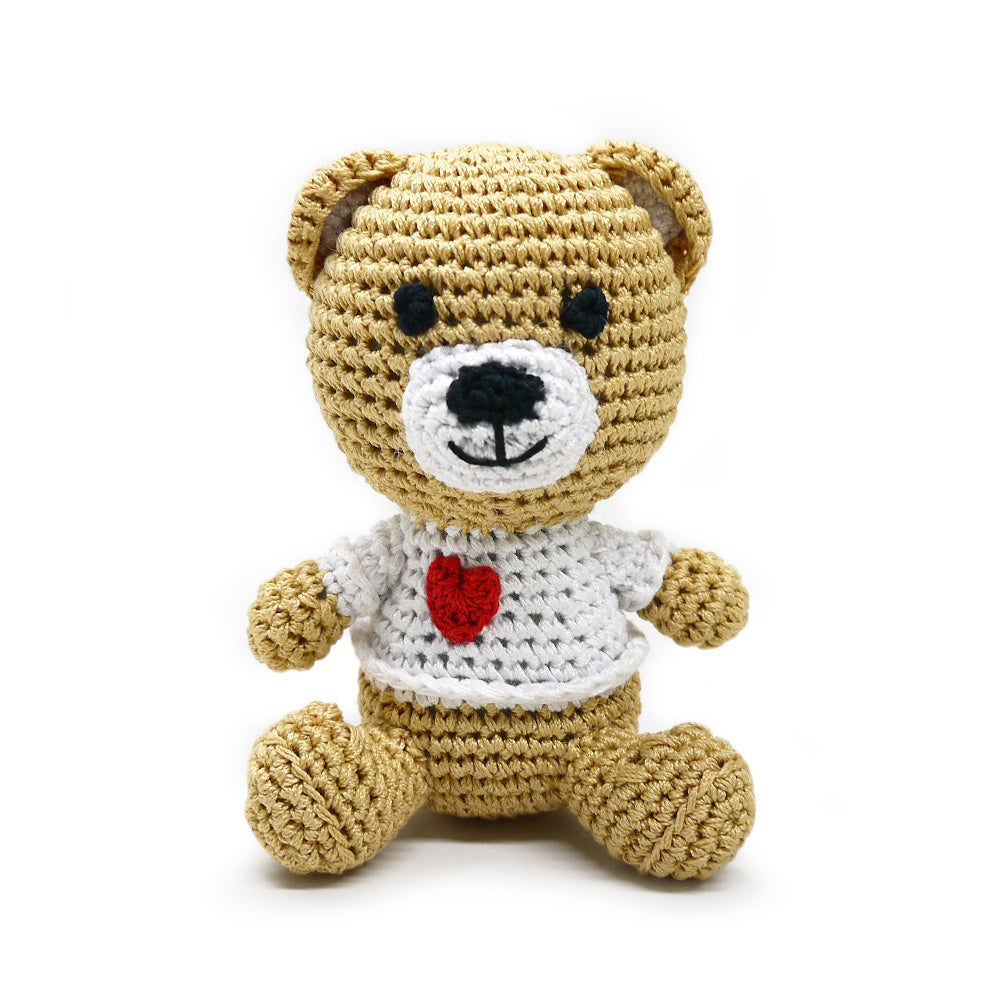 Teddy Bear Knit Squeaker Toy