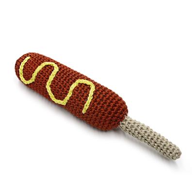 Hot Dog on a Stick Knit Squeaker Toy