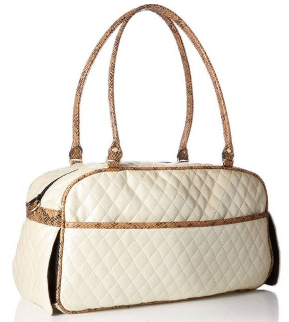 Petote Marlee Bag - Ivory Quilted with Snake