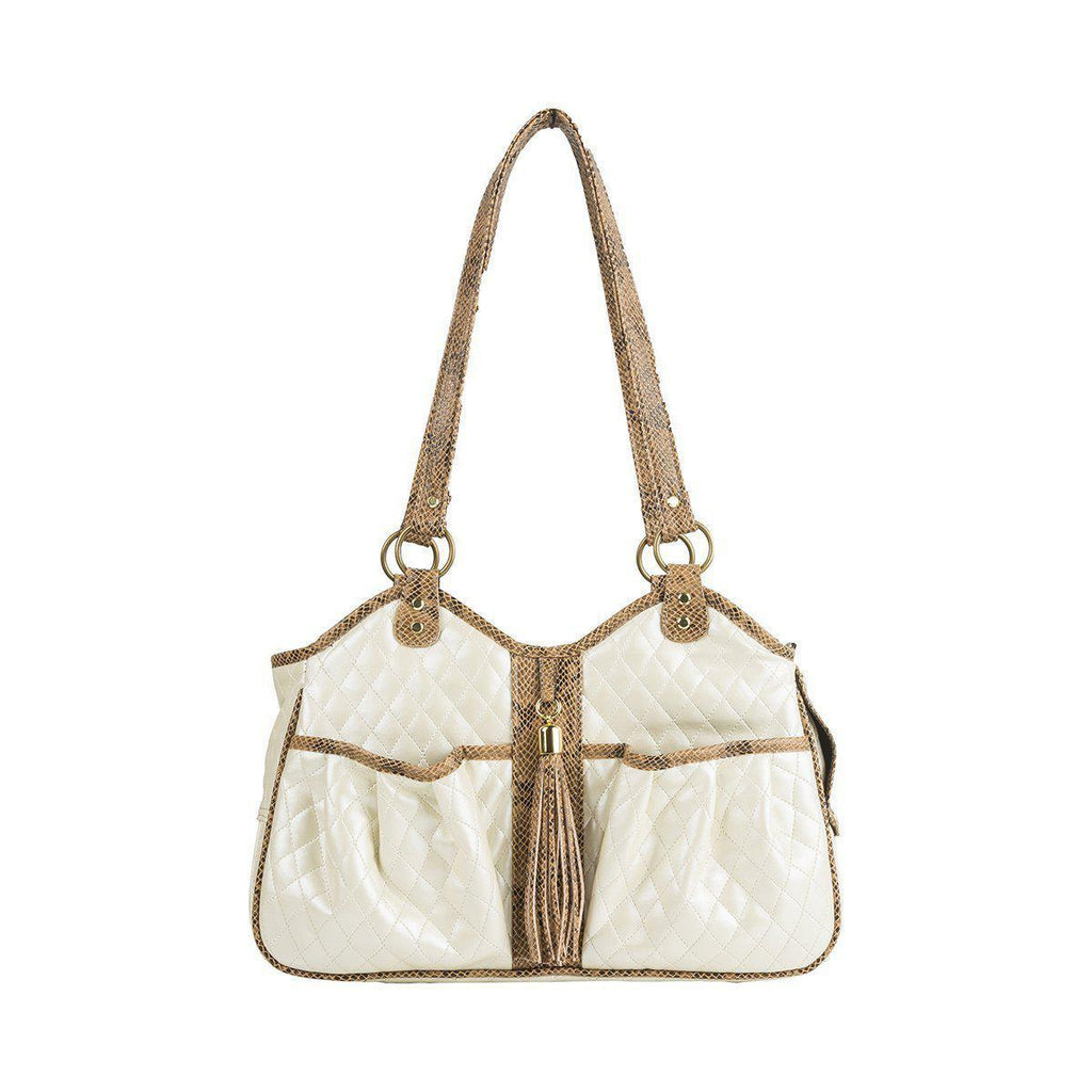 Petote Metro Bag Couture Collection - Ivory Quilted with Snake Tassel