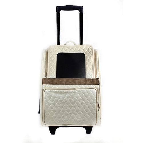 Petote Traveler Bag: Rio Couture Collection - Ivory Quilted with Snake